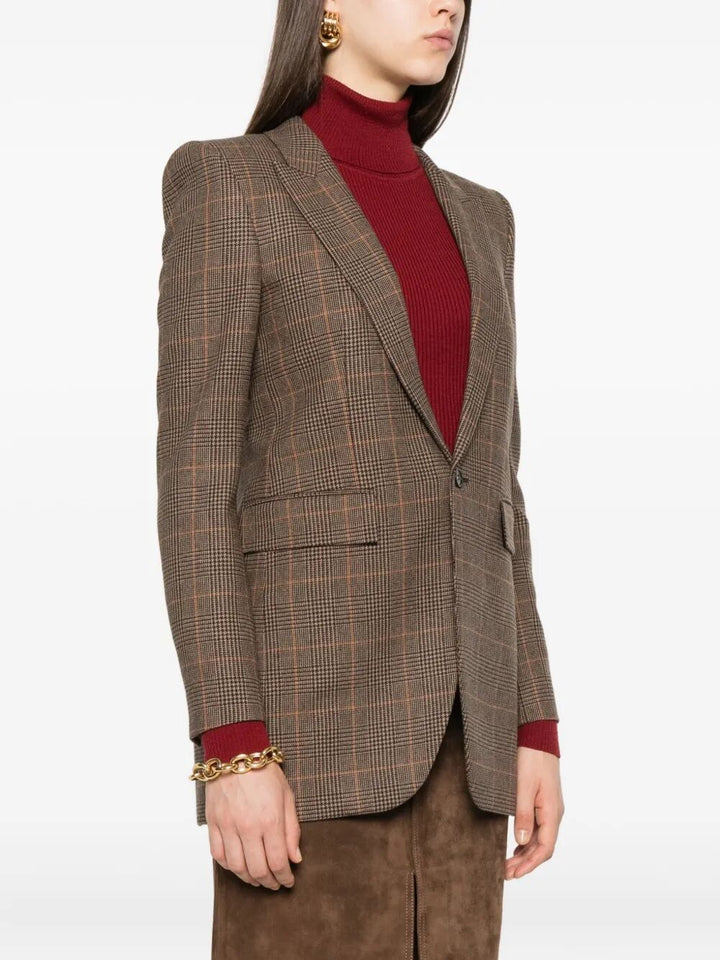 Saint Laurent Women Checked Single-Breasted Blazer