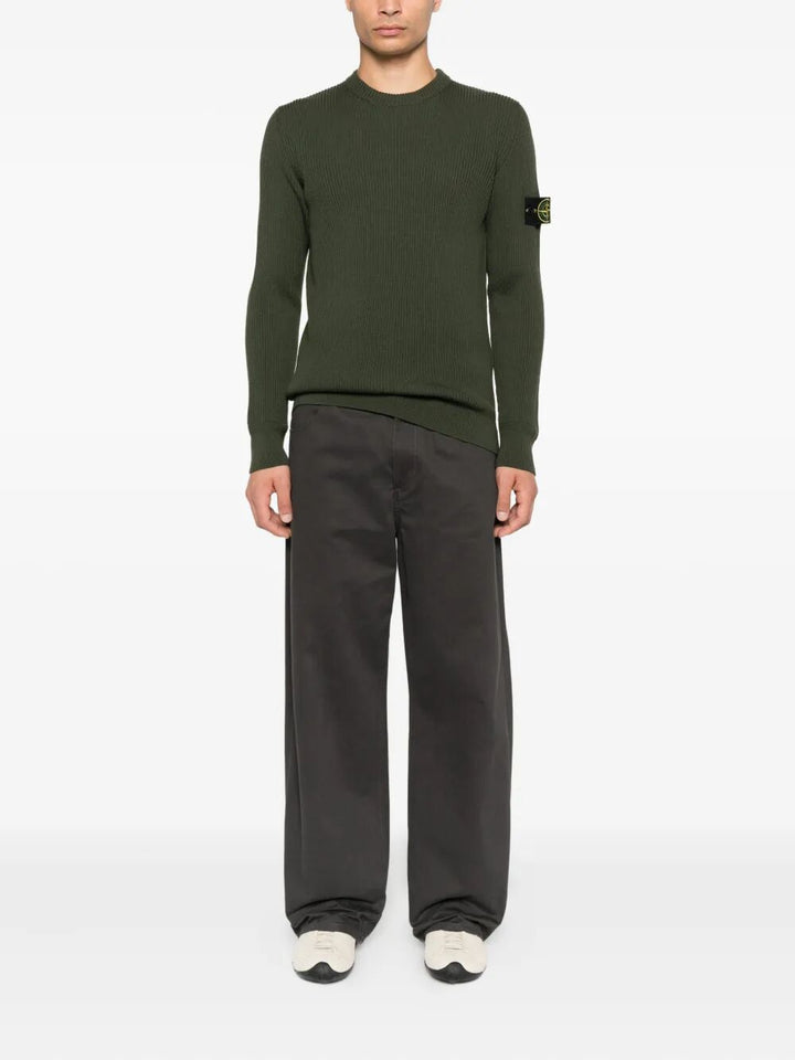 Stone Island Men Knit Crewneck Sweater In Full Rib Rws Wool