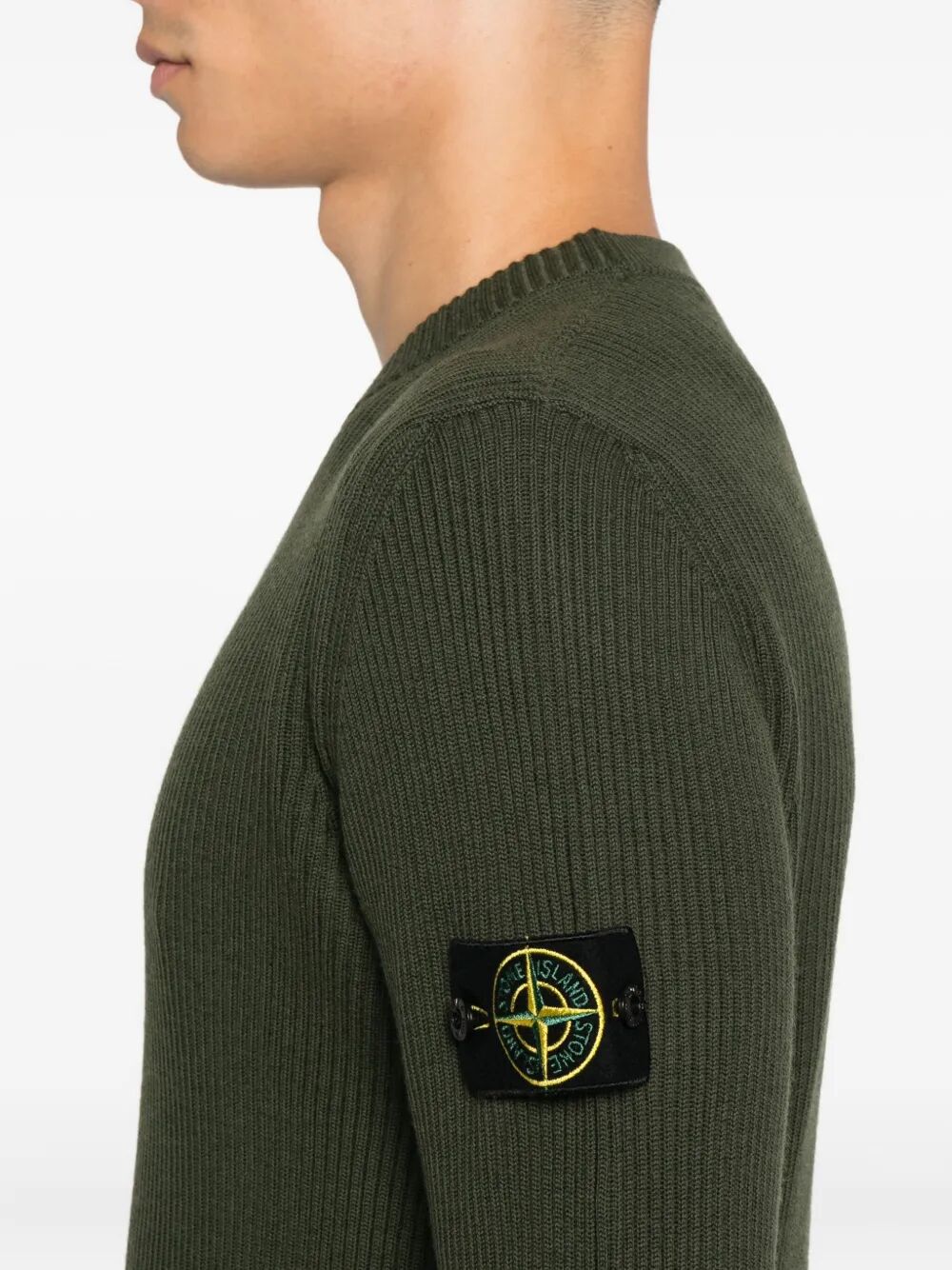Stone Island Men Knit Crewneck Sweater In Full Rib Rws Wool