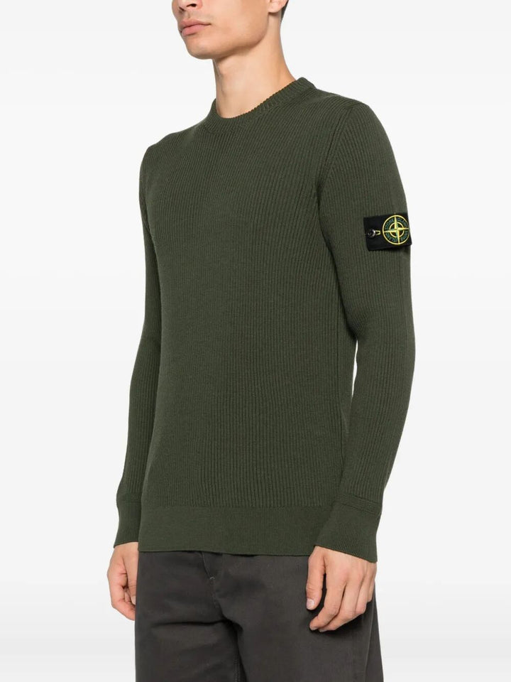 Stone Island Men Knit Crewneck Sweater In Full Rib Rws Wool