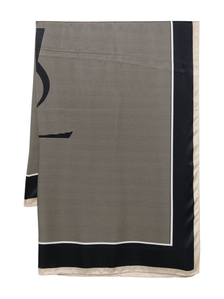 Saint Laurent Men Cassandre Striped Semi-Sheer Stole In Silk Charmeuse