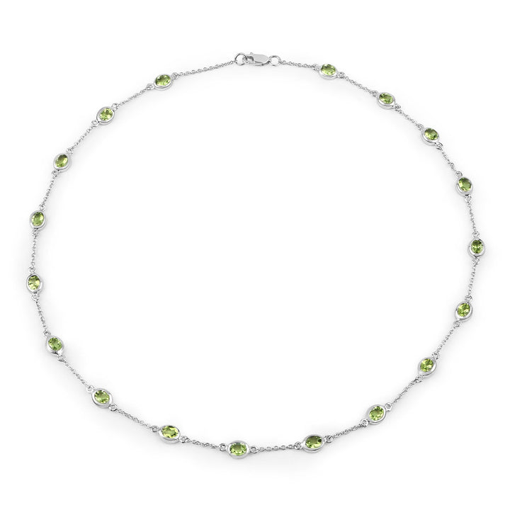 6.30 Carat Genuine Peridot .925 Sterling Silver Necklace