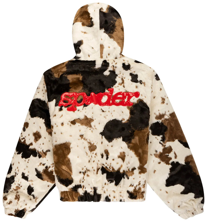 Sp5der Faux Fur Jacket Cow Print