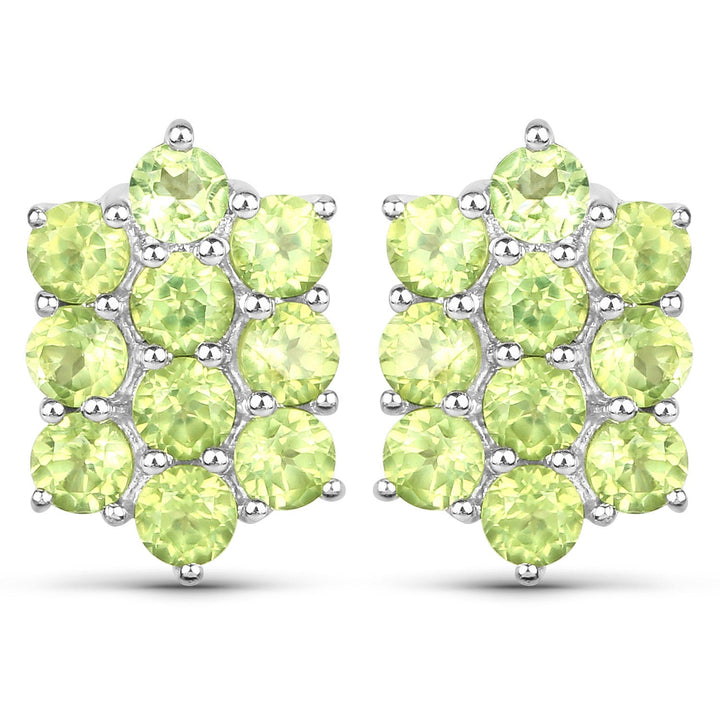 6.80 Carat Genuine Peridot .925 Sterling Silver 3 Piece Jewelry Set (Ring, Earrings, and Pendant w/ Chain)