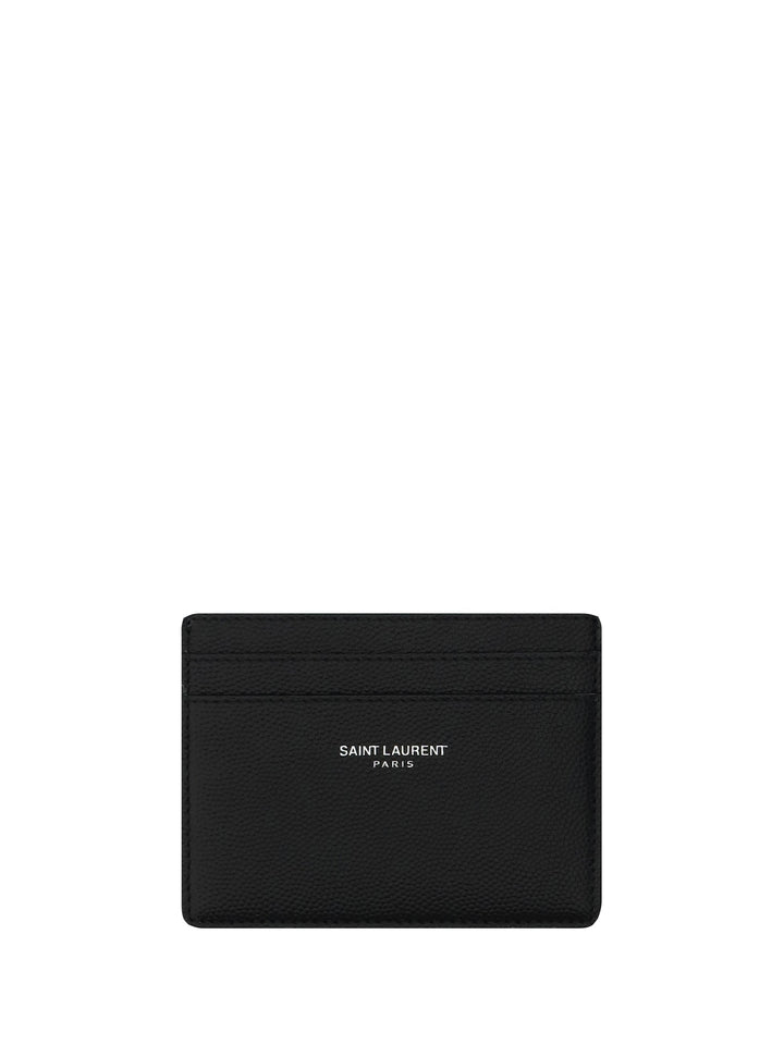 Saint Laurent Men Grain De Poudre Leather Cardholder