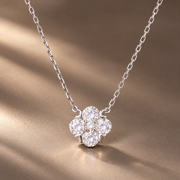925 Sterling Silver White Gold Plated Moissanite 40+5cm Necklace for Women