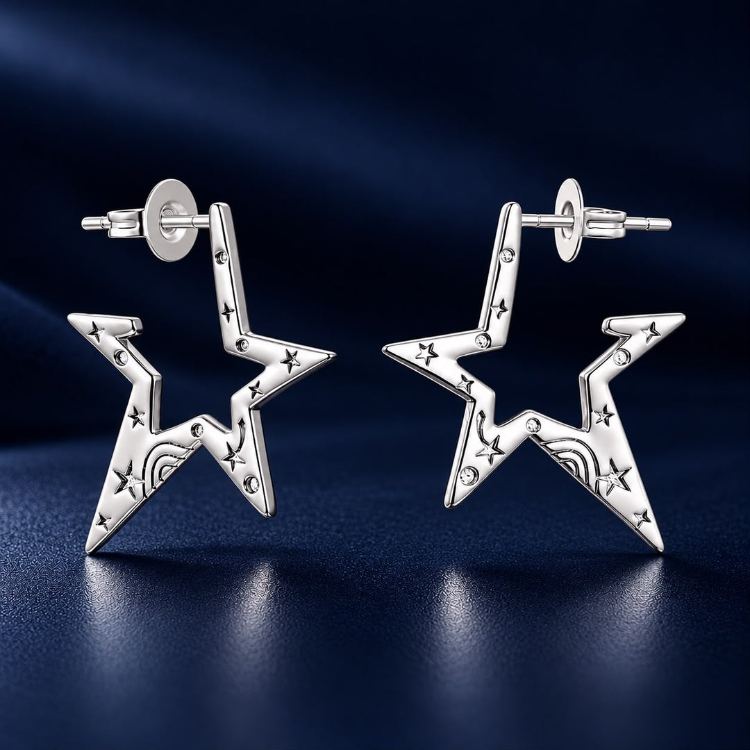 925 Sterling Silver White Gold Plated 2.3 cm Copper Earrings for Women