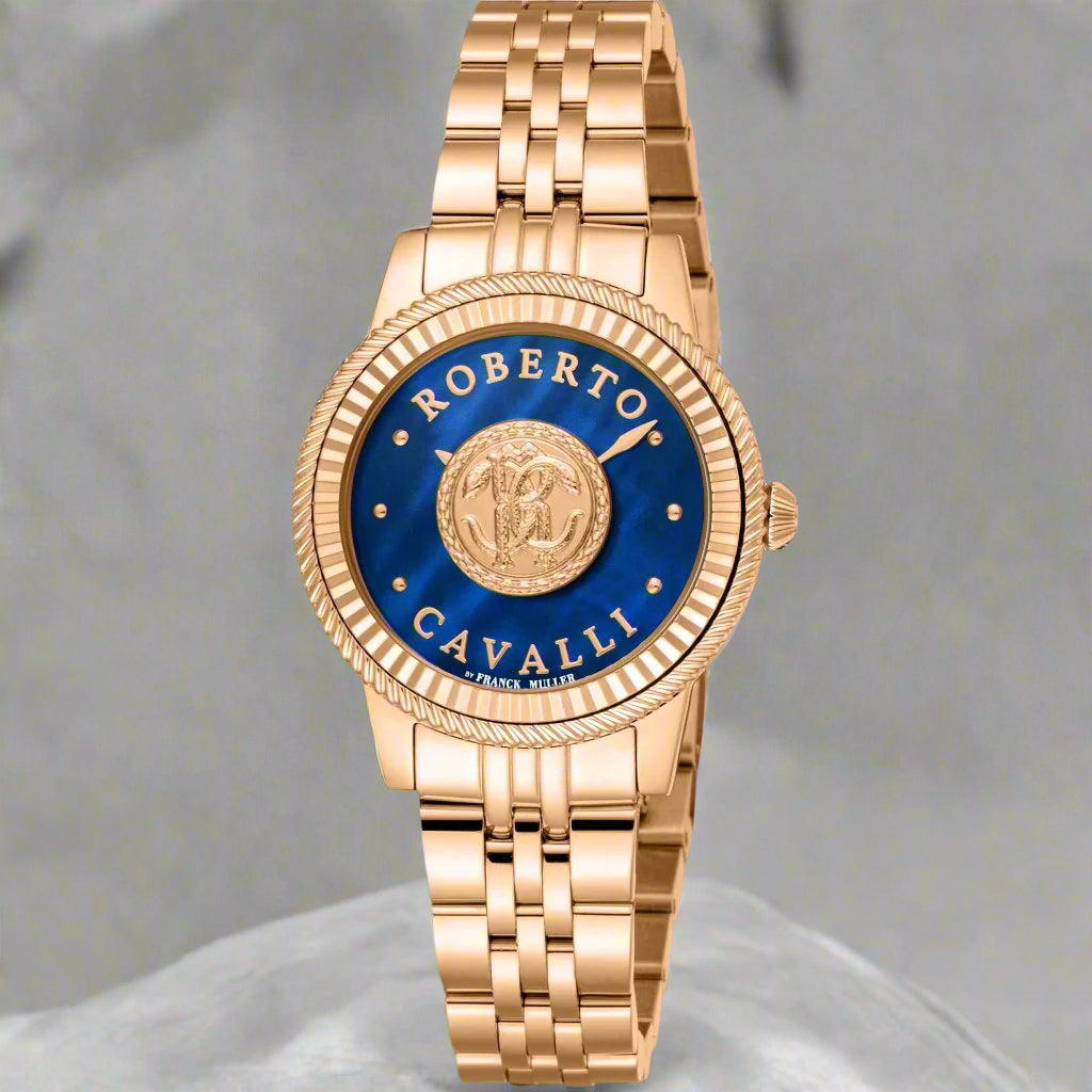 Roberto Cavalli By Franck Muller women's gold tone blue dial Watches