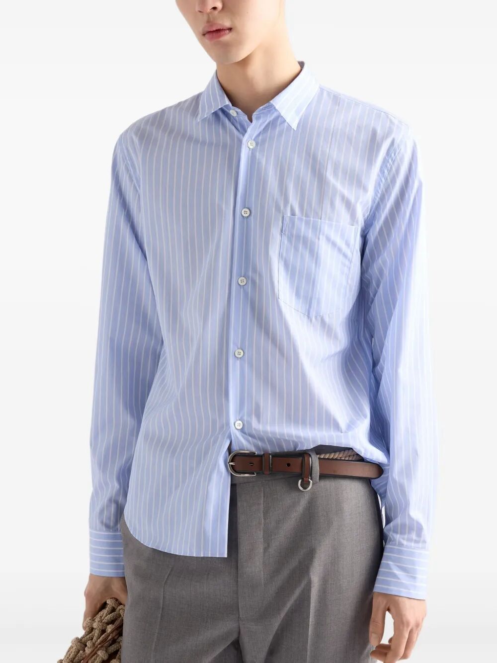 Prada Men Striped Cotton Shirt