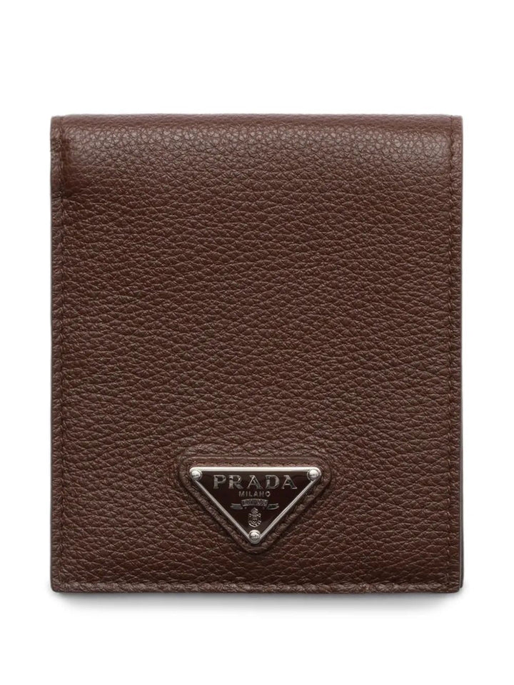 Prada Men Grained Leather Bi-Fold Wallet