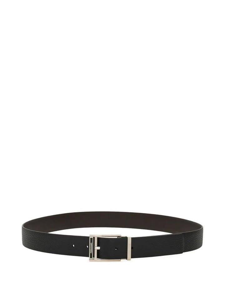 Ferragamo Men Square Buckle Reversible And Adjustable Grained Leather Belt