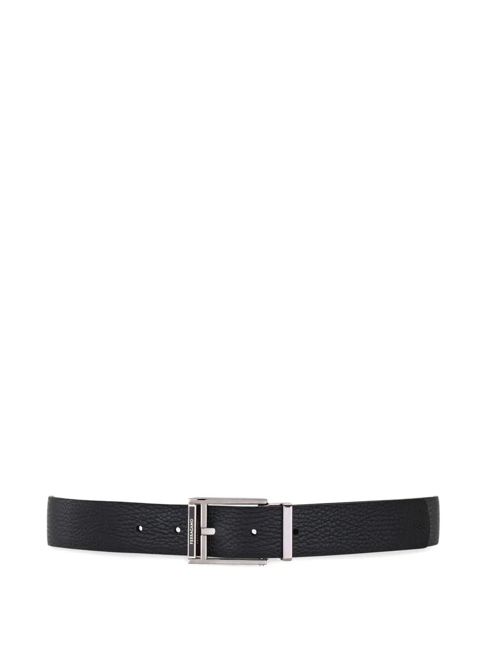 Ferragamo Men Square Buckle Reversible And Adjustable Grained Leather Belt