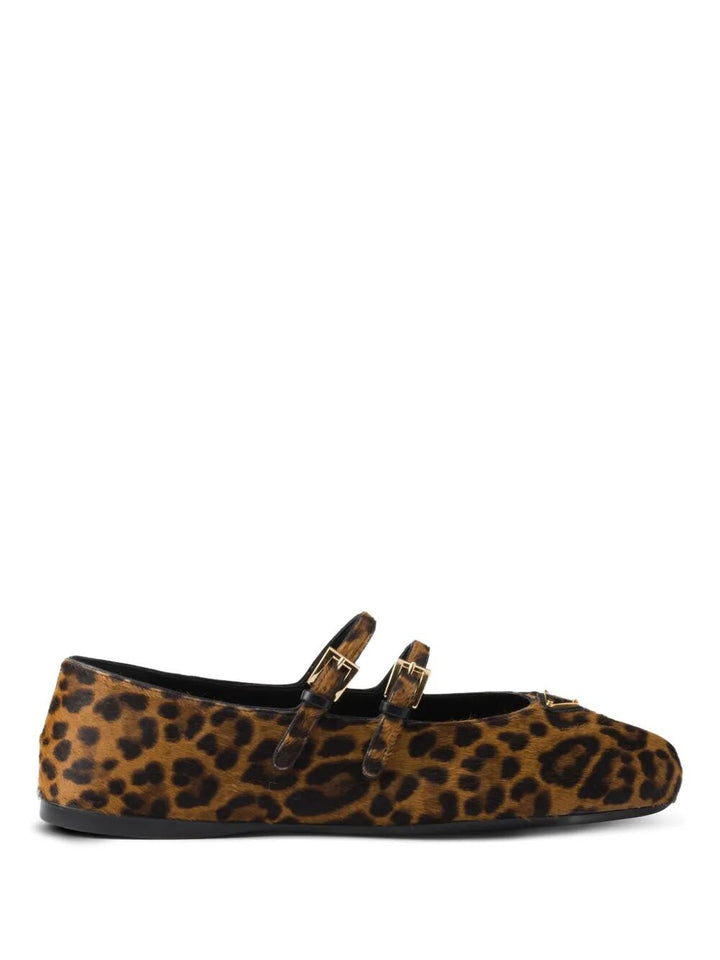 Prada Women Animalier Printed Leather Loafers