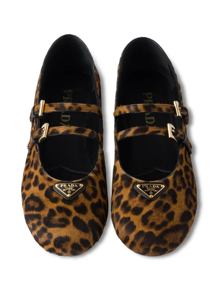 Prada Women Animalier Printed Leather Loafers