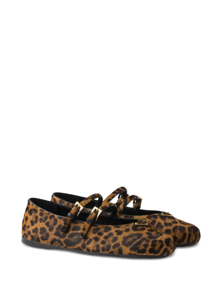 Prada Women Animalier Printed Leather Loafers