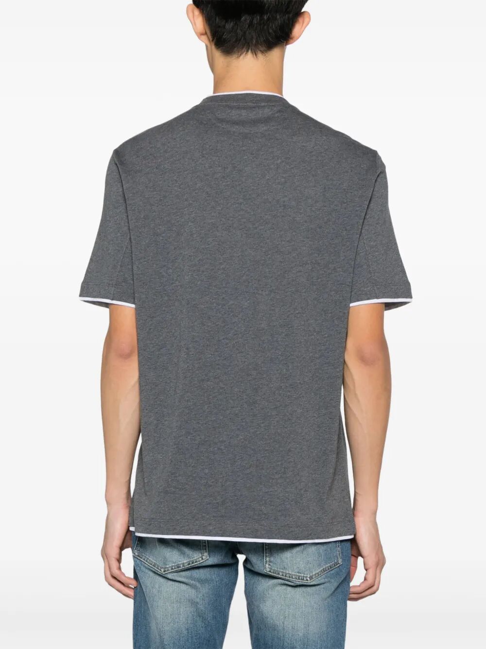 Brunello Cucinelli Men Cotton Jersey Crew Neck T-Shirt With Faux-Layering