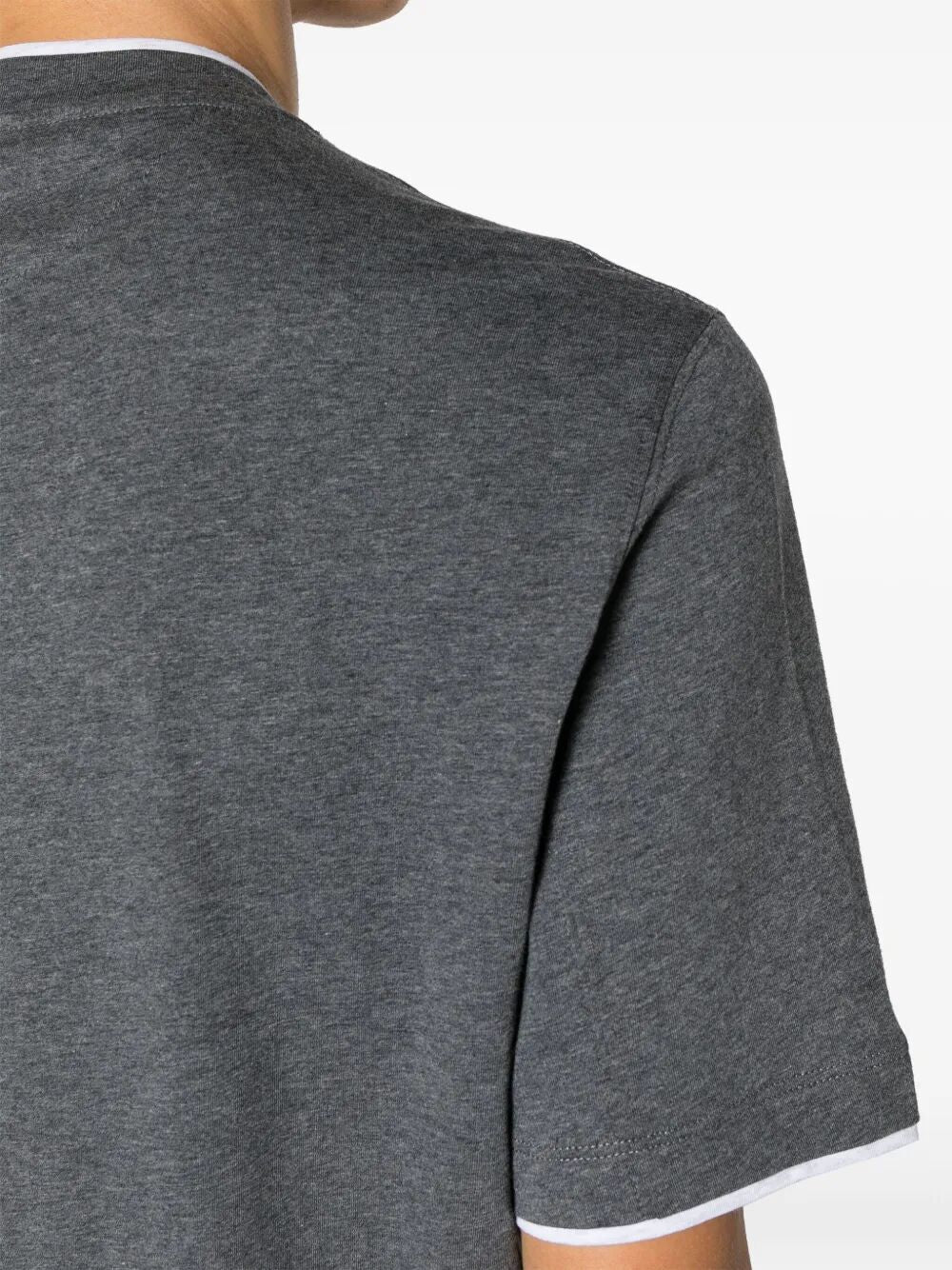 Brunello Cucinelli Men Cotton Jersey Crew Neck T-Shirt With Faux-Layering