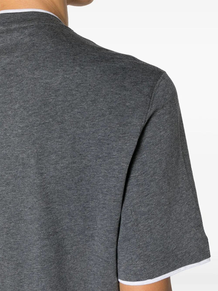 Brunello Cucinelli Men Cotton Jersey Crew Neck T-Shirt With Faux-Layering