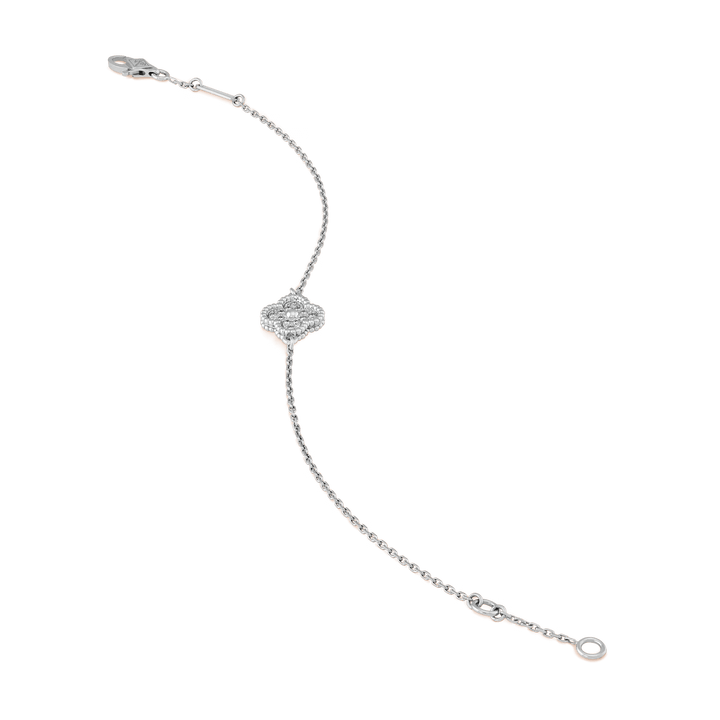 Van Cleef & Arpels Sweet Alhambra bracelet, 1 motif 18K white gold, Diamond, fine jewelry piece.