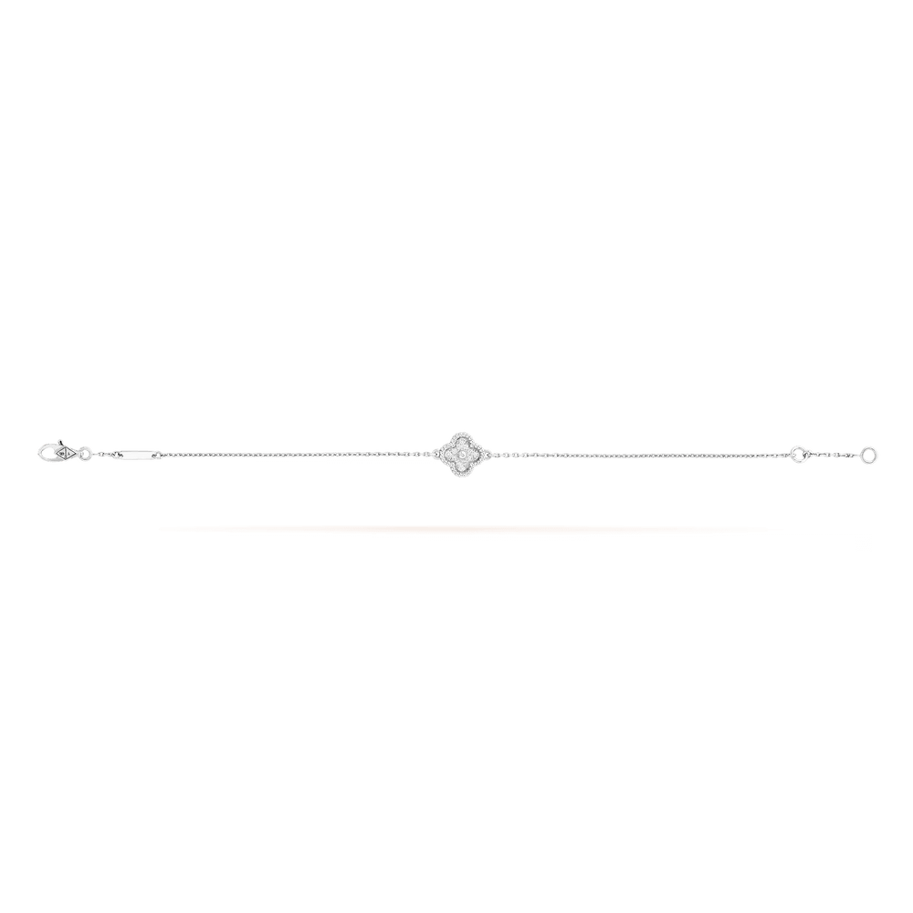 Van Cleef & Arpels Sweet Alhambra bracelet, 1 motif 18K white gold, Diamond, fine jewelry.