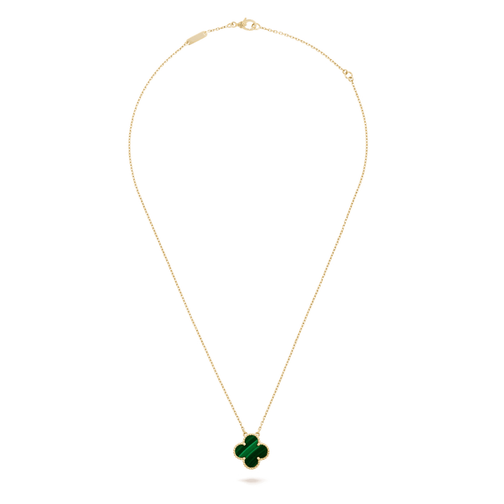 Van Cleef & Arpels Vintage Alhambra pendant 18K yellow gold, Malachite on a fine jewelry necklace.