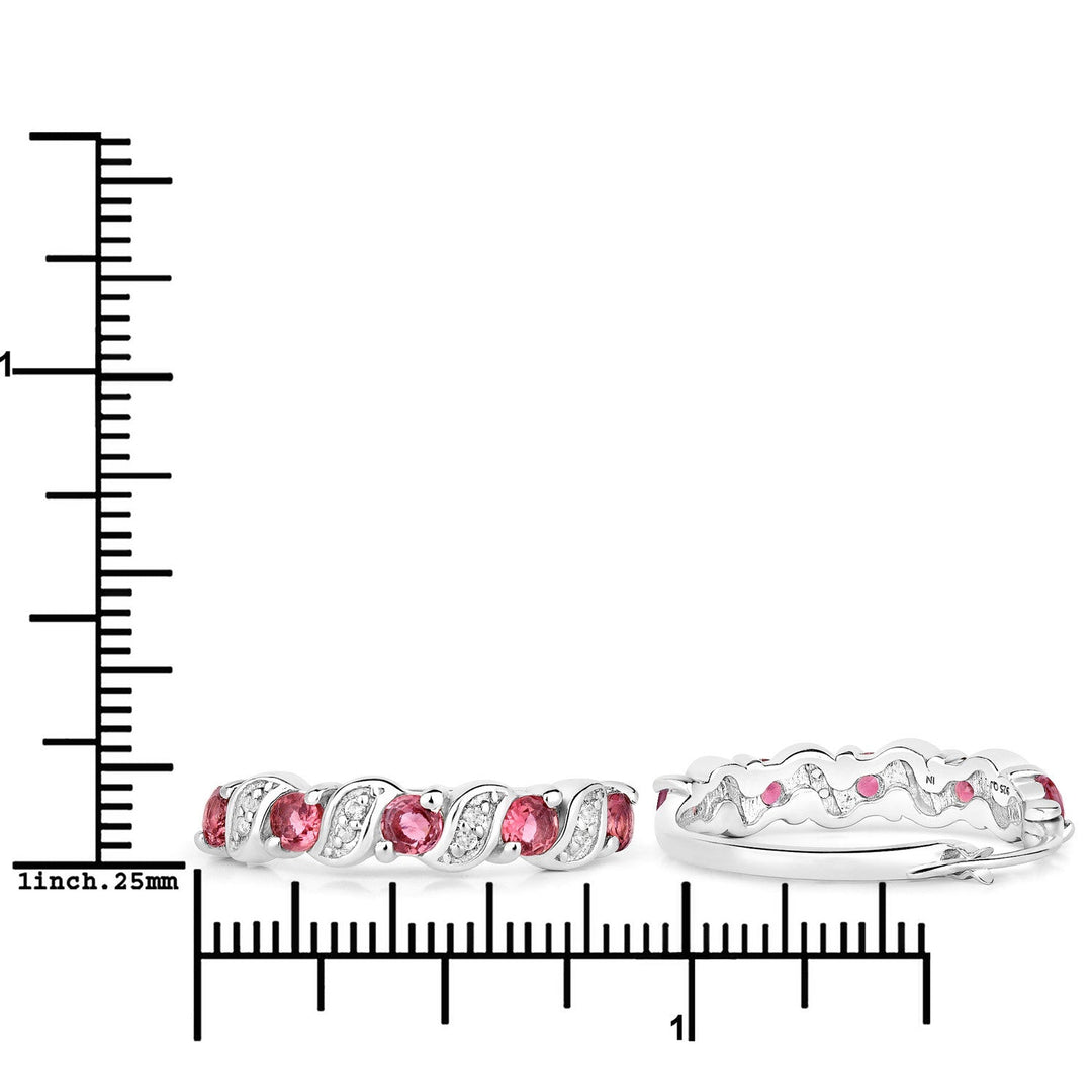 1.28 Carat Genuine Pink Tourmaline and White Topaz .925 Sterling Silver Earrings