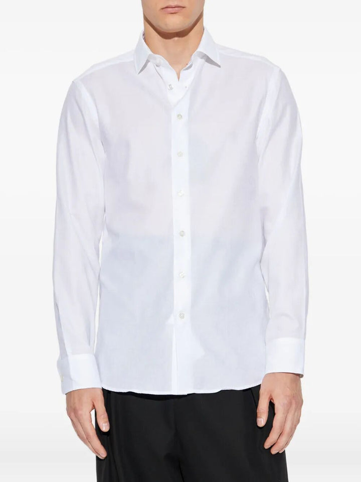 Etro Men Cotton Jacquard Shirt With Gecko Motif