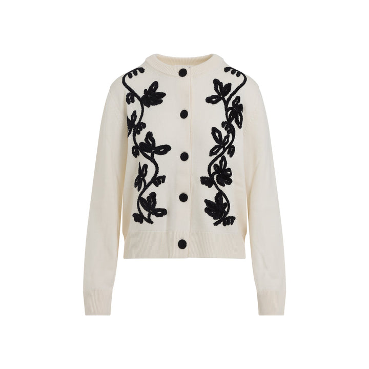 Jil Sander Cn Long Sleeves Cardigan With Velvet Embroidery Women