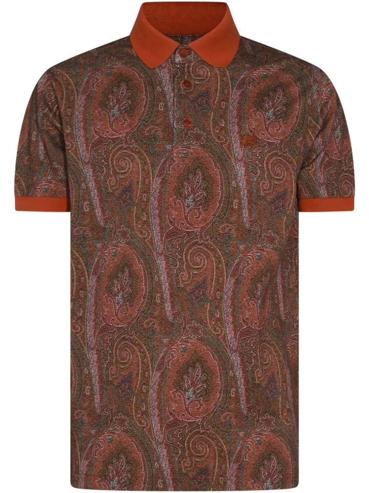 Etro Men All-Over Foliage Cotton Polo Shirt