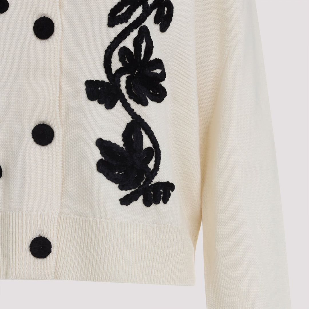 Jil Sander Cn Long Sleeves Cardigan With Velvet Embroidery Women