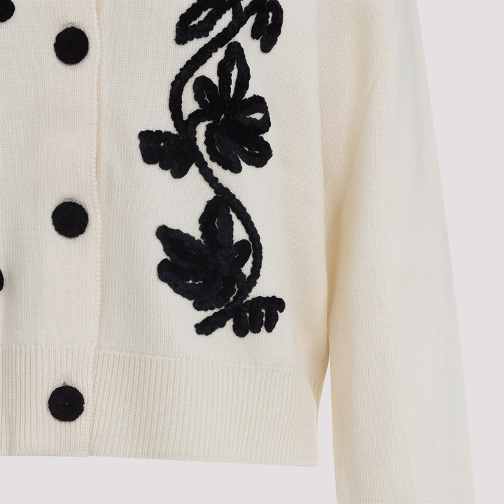 Jil Sander Cn Long Sleeves Cardigan With Velvet Embroidery Women