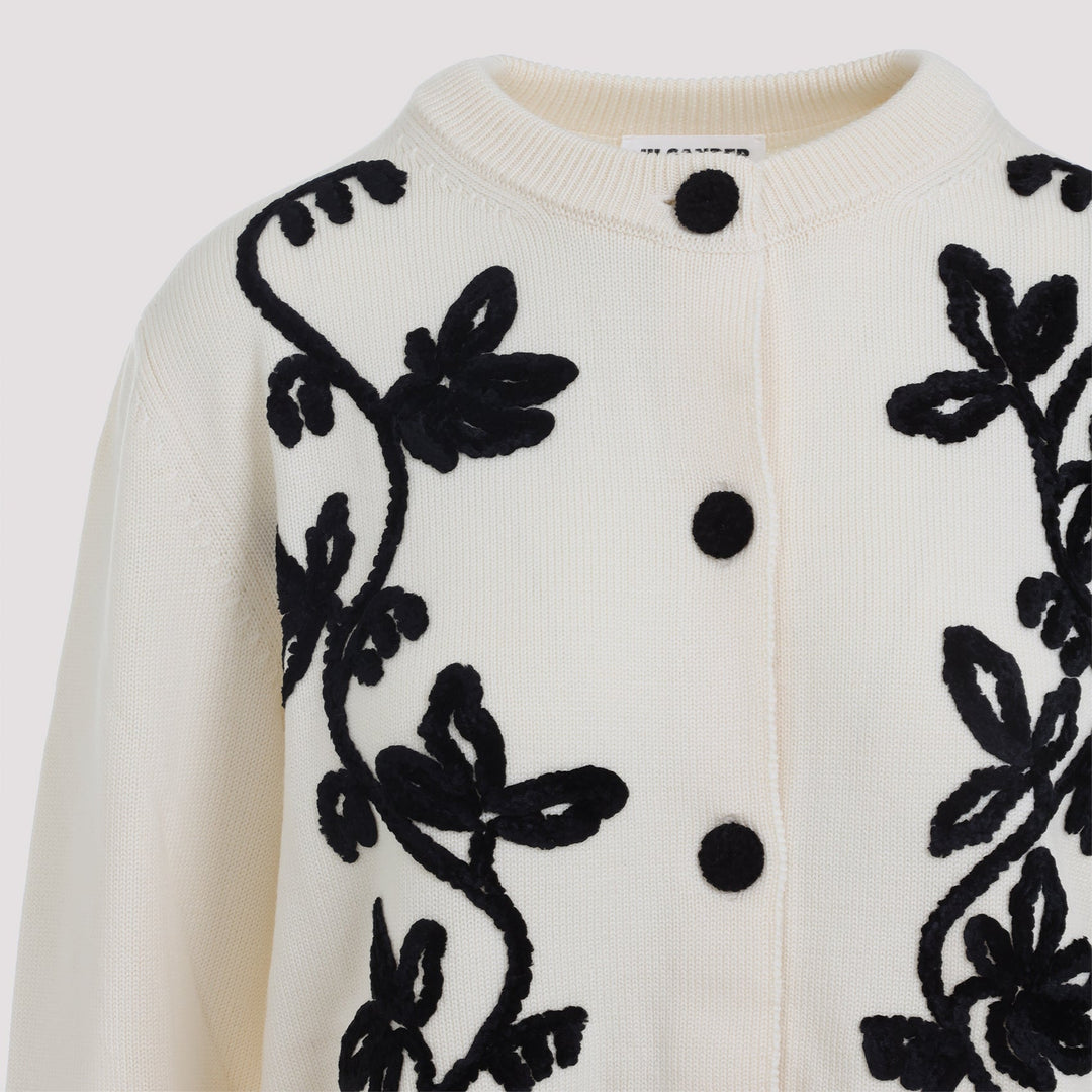 Jil Sander Cn Long Sleeves Cardigan With Velvet Embroidery Women