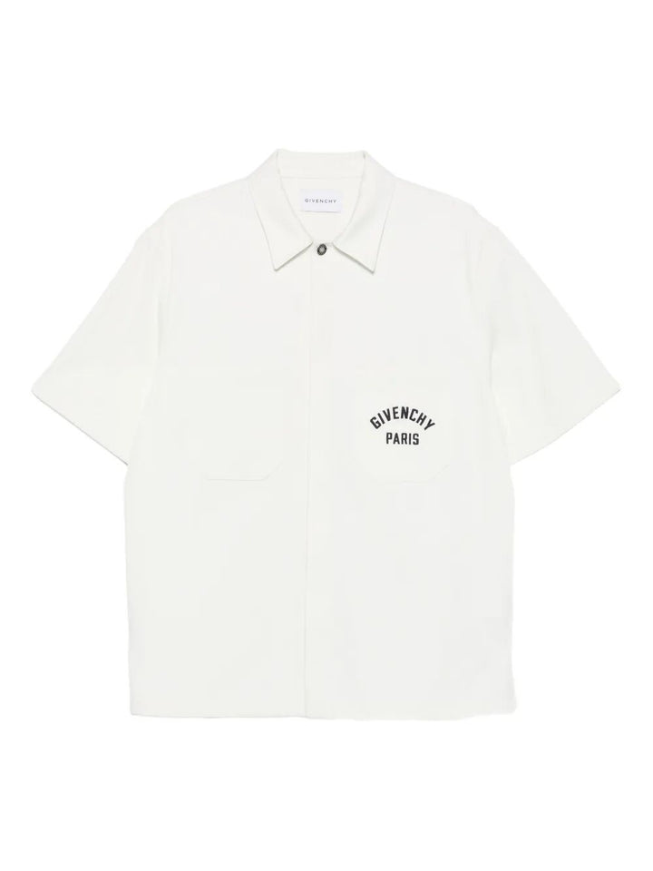 Givenchy Men Short-Sleeved Cotton T-Shirt With Givenchy Paris Embroidery
