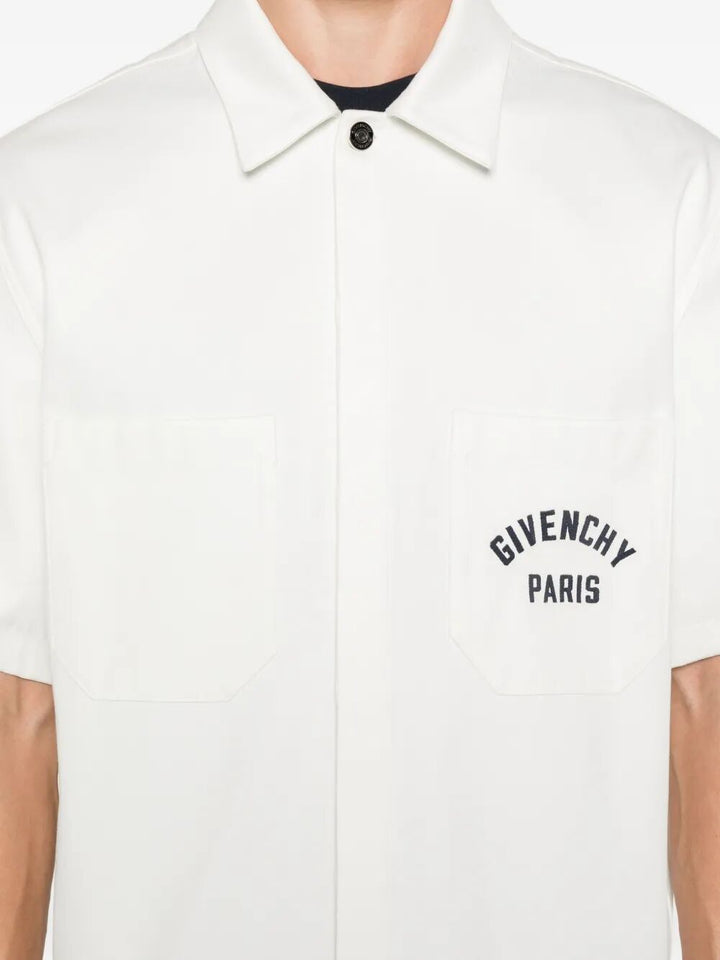 Givenchy Men Short-Sleeved Cotton T-Shirt With Givenchy Paris Embroidery