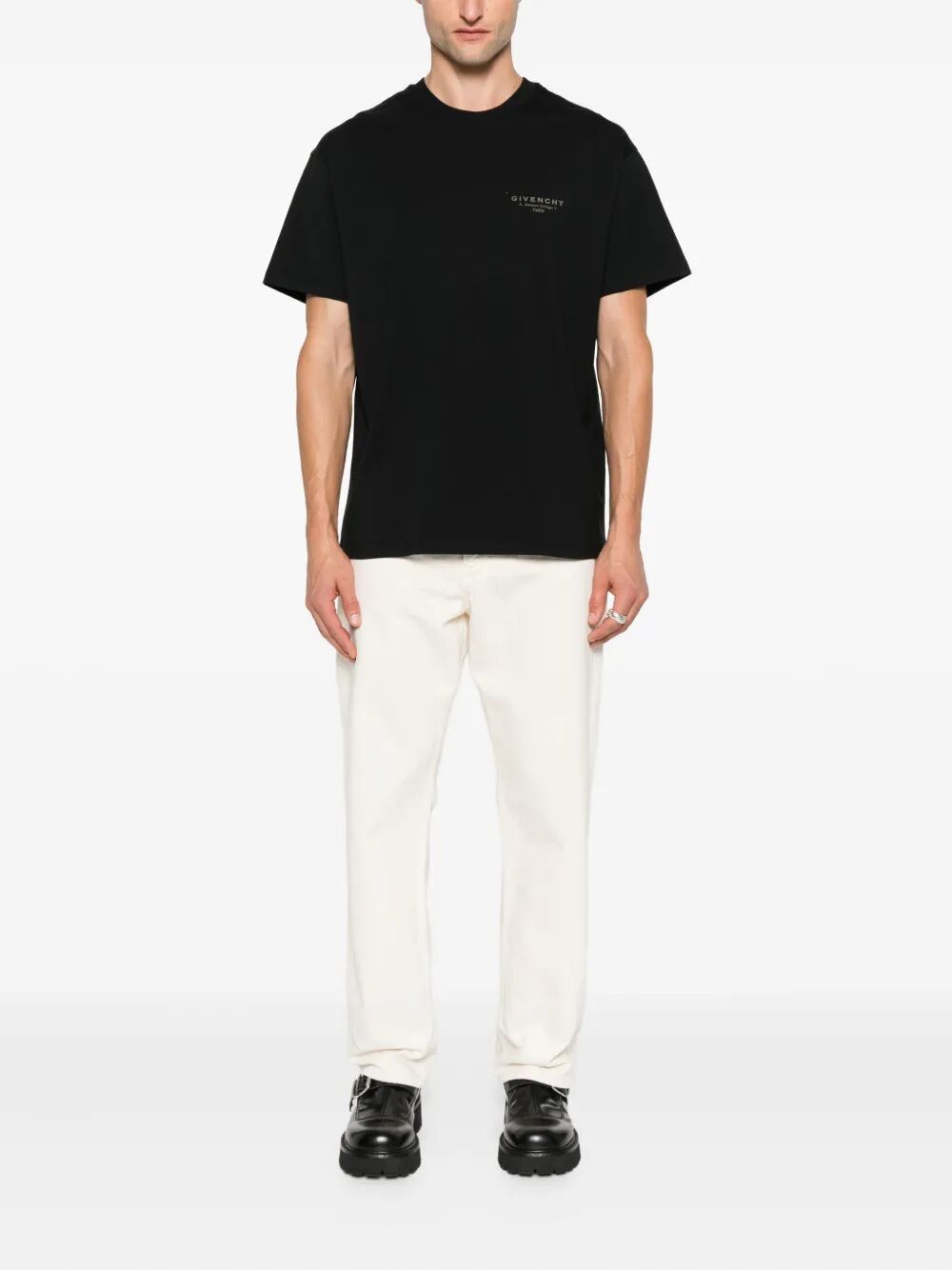 Givenchy Men Cotton T-Shirt With Givenchy Stamp Print
