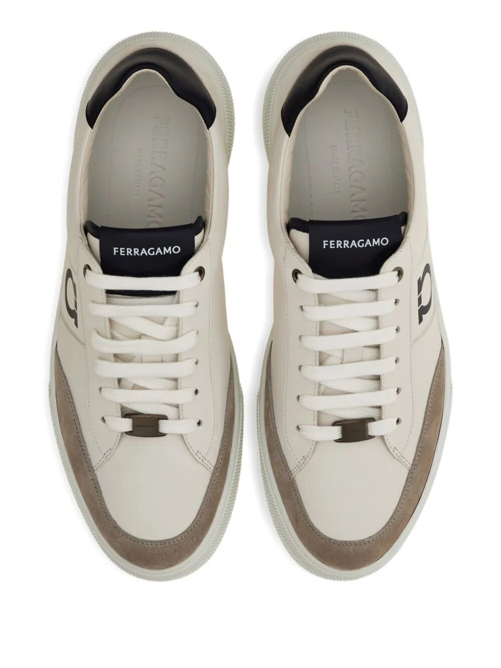 Ferragamo Men Alaska Leather And Suede Sneaker With Gancini Detail