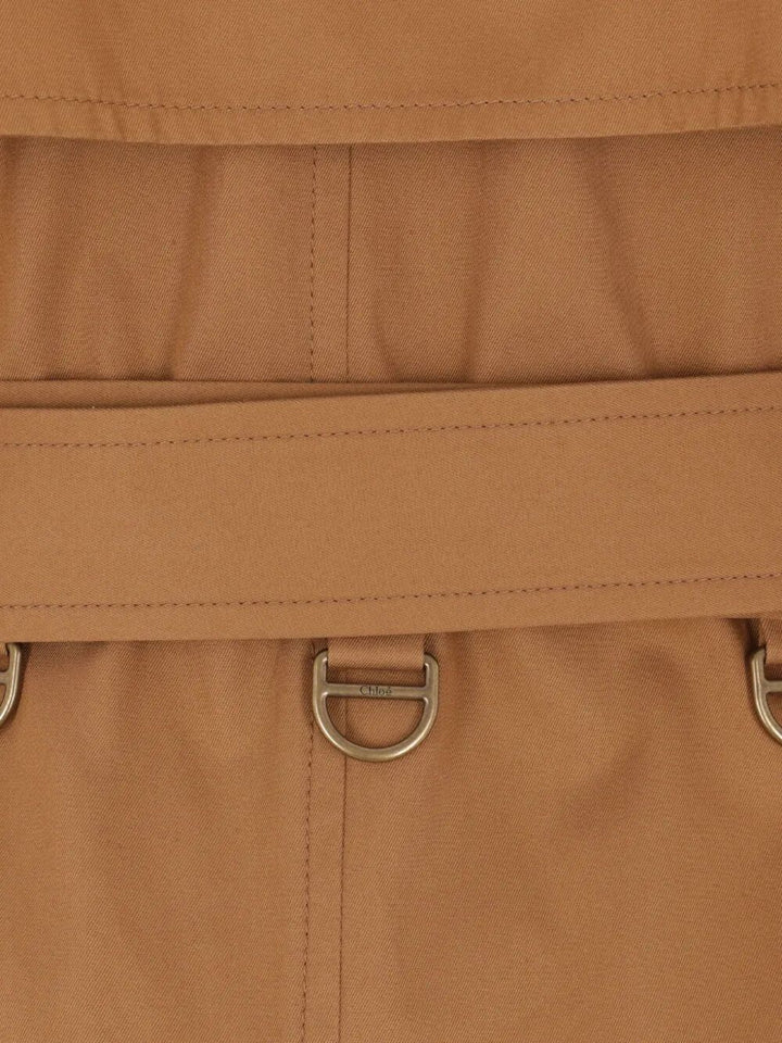 Chloe Women Cotton Gabardine Belted Long Trench Coat