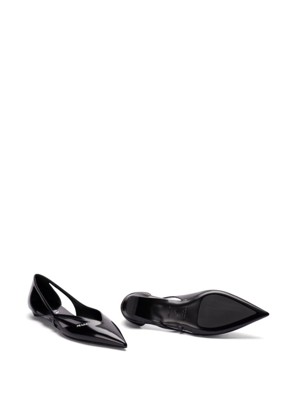 Prada Women Brushed Leather Cut-Out Ballerinas