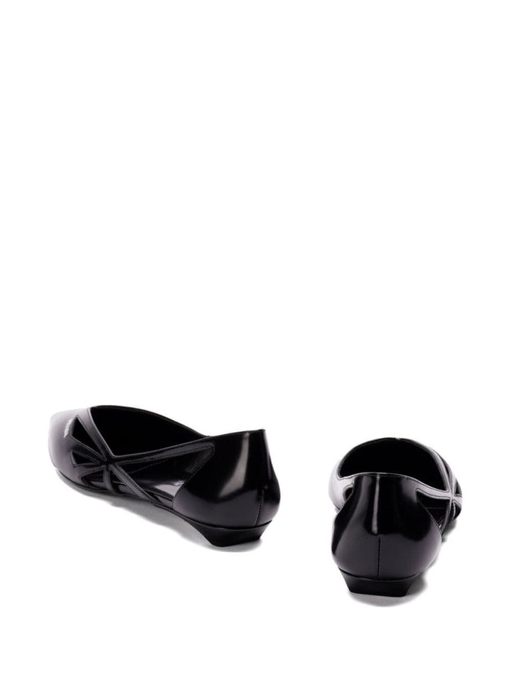 Prada Women Brushed Leather Cut-Out Ballerinas