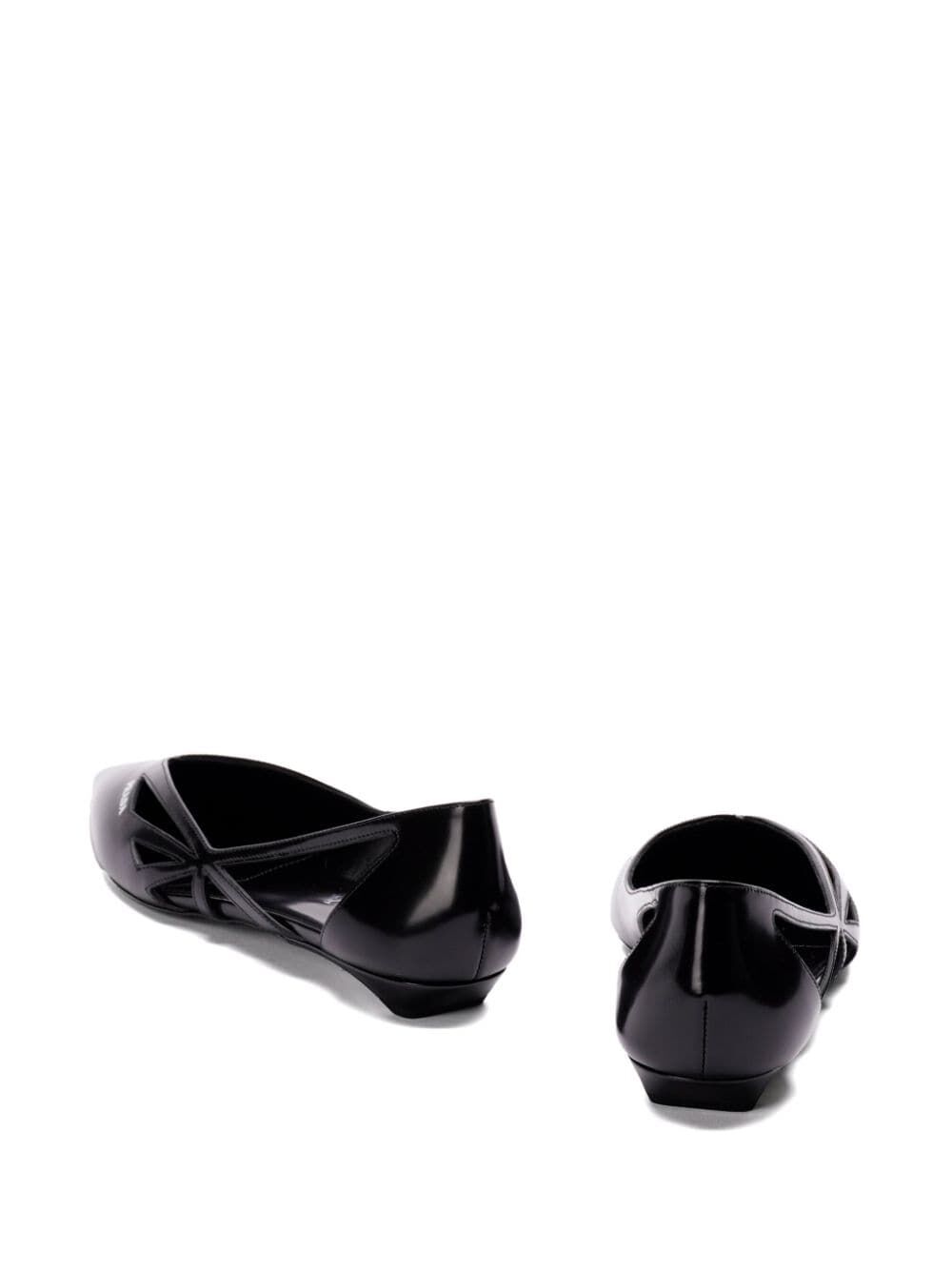 Prada Women Brushed Leather Cut-Out Ballerinas