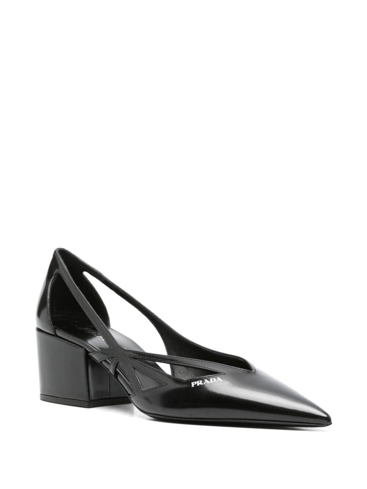 Prada Women Brushed Leather Cut-Out Pumps