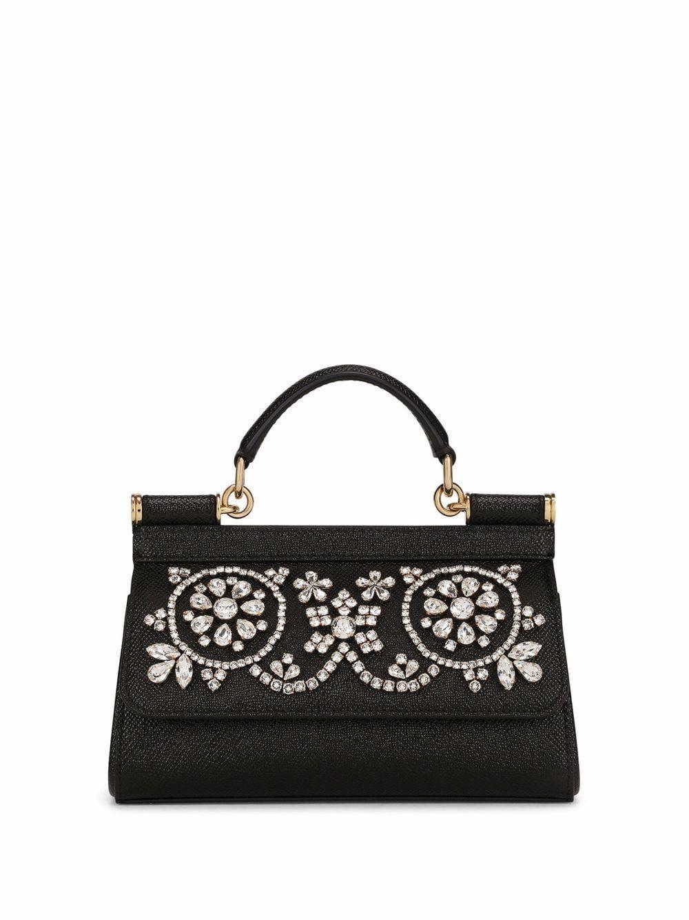 Dolce &amp; Gabbana small Sicily rhinestone-embellished top-handle bag