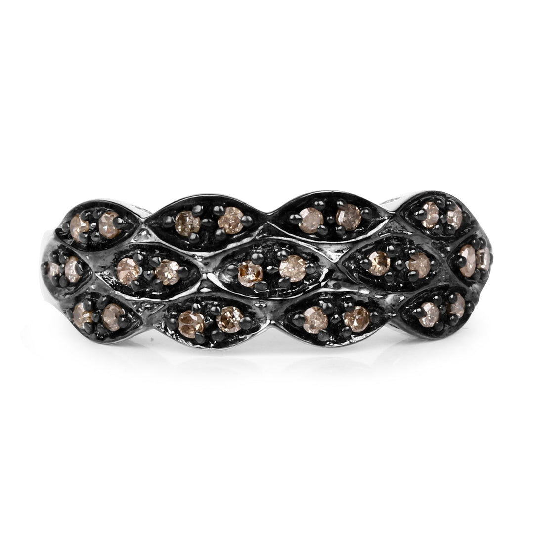 0.31 Carat Genuine Champagne Diamond .925 Sterling Silver Ring