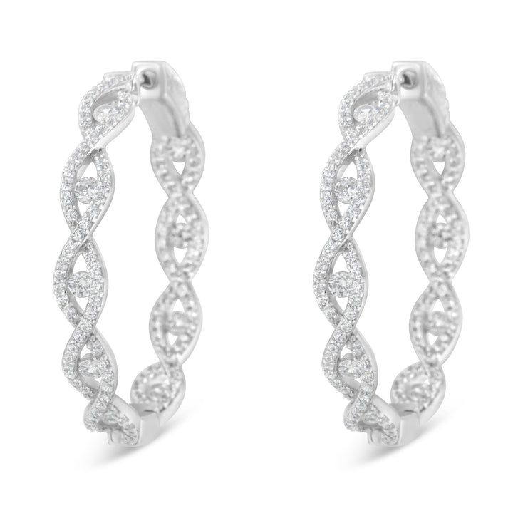 10K White Gold Diamond Hoop Earrings (1 1/2 cttw, H-I Color, I1-I2 Clarity)