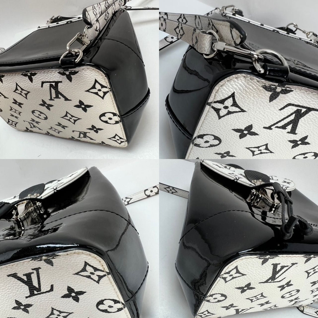 LOUIS VUITTON Hot Springs Backpack White Monogram and Patent Leather luxury bags detailed view