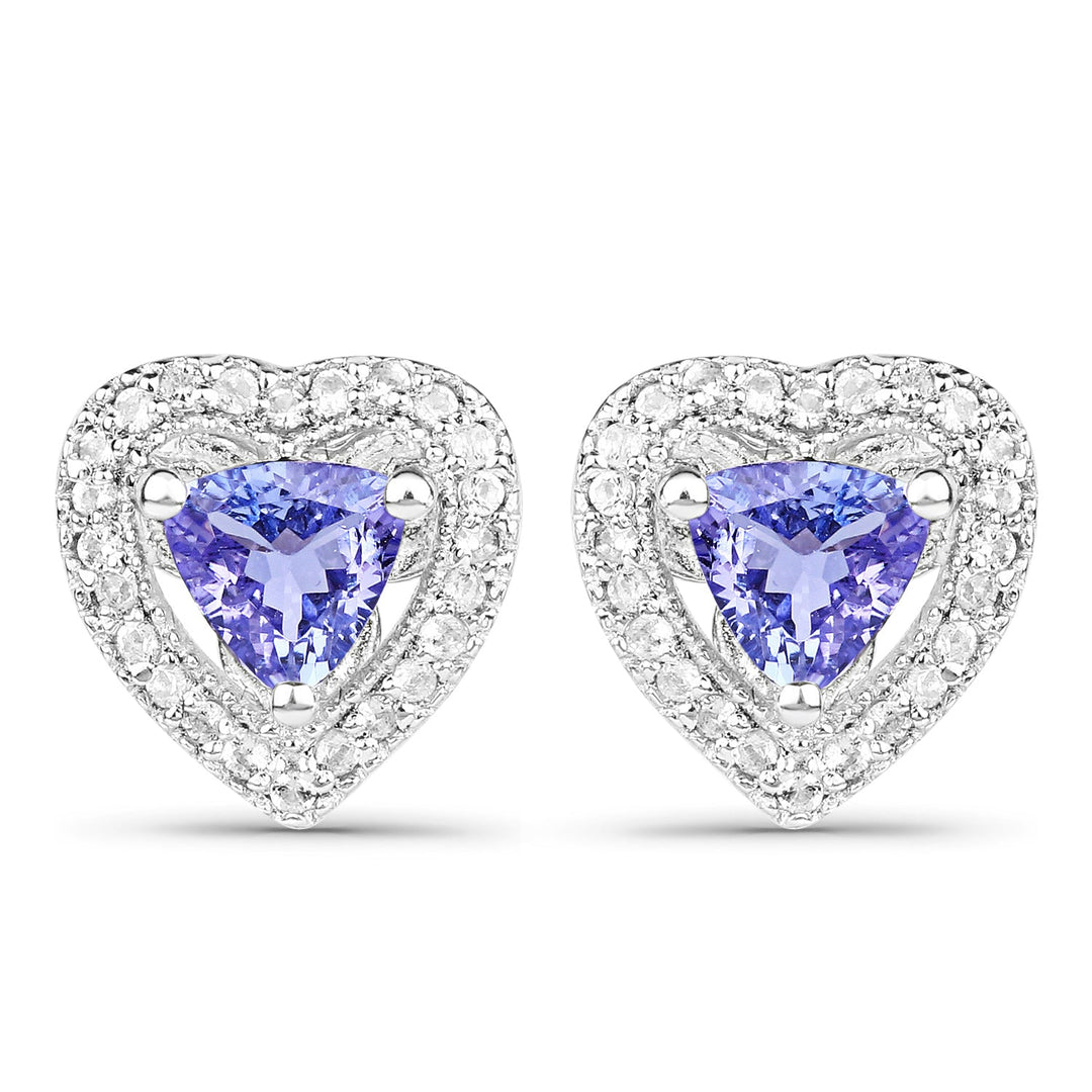 1.18 Carat Genuine Tanzanite &amp; White Topaz .925 Sterling Silver Earrings
