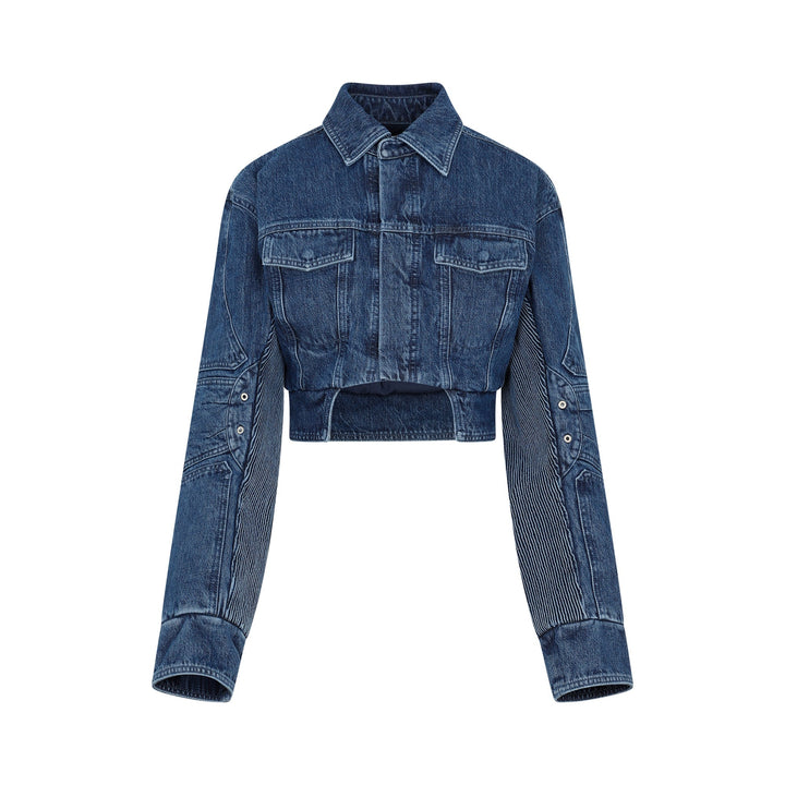Off White Motorcycle Hole Crop Jacket Women