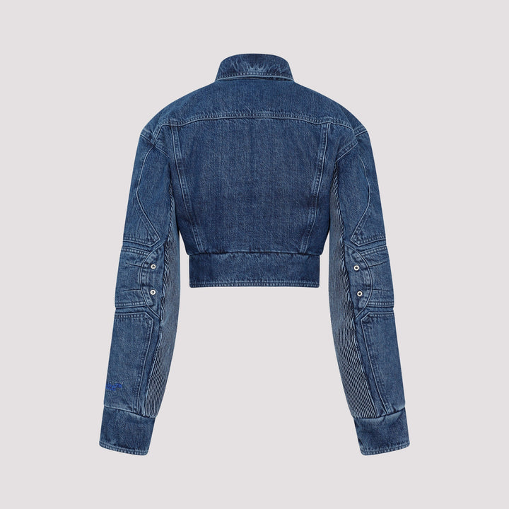 Off White Motorcycle Hole Crop Jacket Women