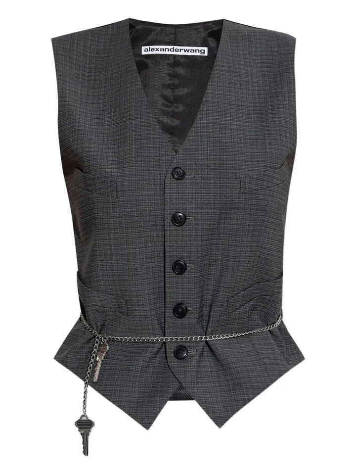 Alexander Wang Women Wool-Blend Tailored Vest With Chain-Link
