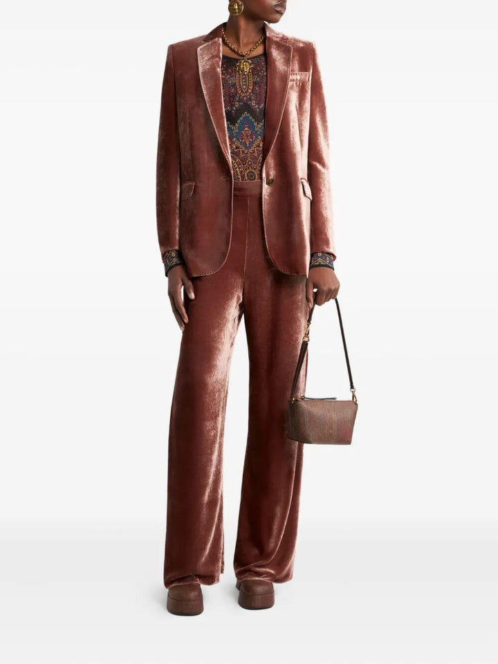 Etro Women Silk-Blend Velvet Straight-Cut Blazer